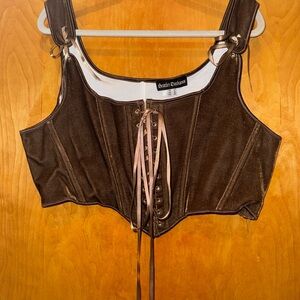 Scarlett Darkness - Brown Lace-Up Corset Top